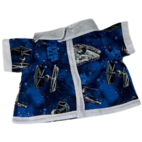 Mandalorian Yoda The Child Star Wars Blue Print Robe With Starship Print