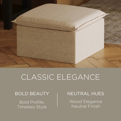Claude Taupe Fabric Upholstered Square Ottoman