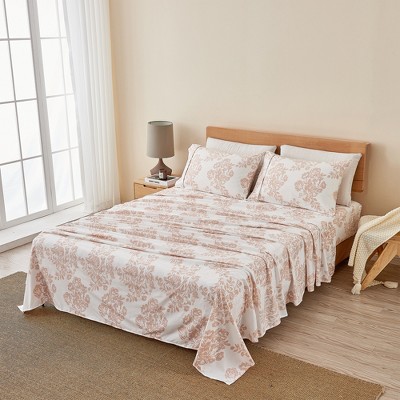 Twin Pink Toile Print Microfiber Sheet Set