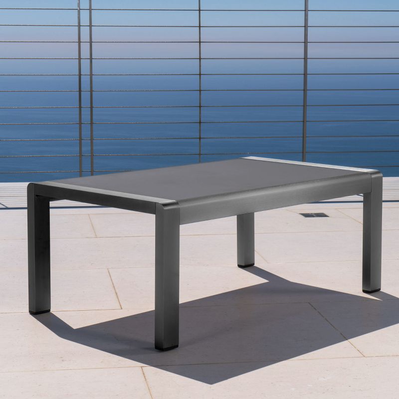 Cape Coral Rectangle Aluminum Coffee Table with Glass Top - Christopher Knight Home, 3 of 7