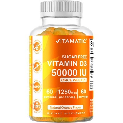 Sugar Free Vitamin D3 50000 IU Pectin Based - 60 Gummies
