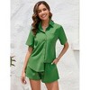 Clearlove Women's 2 Piece Outfits Short Sleeve Button Down Shirts Top High Waist Shorts Set Tracksuit - 2 of 4
