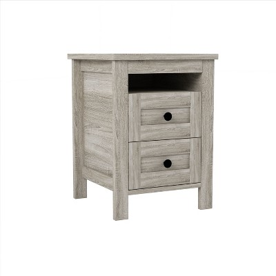 NicBex Mid-Century 2 Drawers Tall Nightstand Bedside End Table with Shelf for Bedroom & Living Room