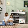 Qaba Toy Storage Organizer with 6 Shelves and 11 Fabric Bins, Moveable Cabinet and 3 Stickers, Toy Organizer for Nursery, Playroom, Bedroom, White - 3 of 4
