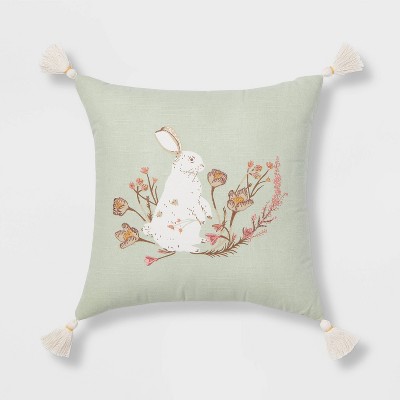 Bunny Square Throw Pillow Green - Threshold™