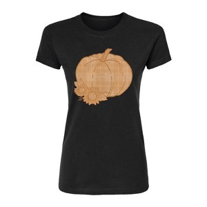Women's - Instant Message - Muted Plaid Pumpkin Fitted Graphic T-Shirt - 1 of 3