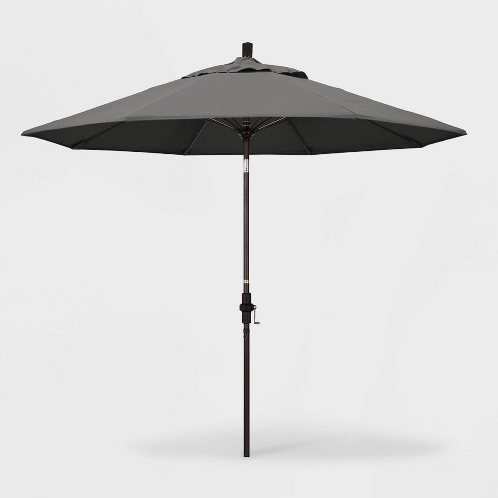 Photos - Parasol 9' x 9' Sun Master Patio Umbrella Collar Tilt Crank Lift - Sunbrella Charcoal - Bronze Pole - California Umbrella: Weather-R