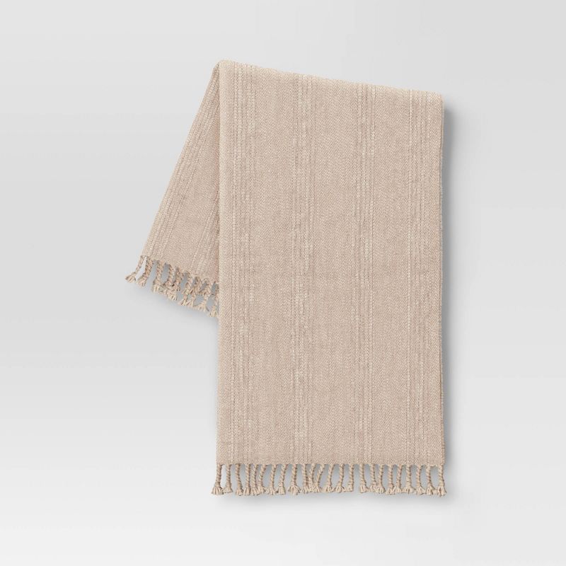 Crystal Chenille Woven Throw Blanket Beige - Threshold&#8482;, 1 of 6