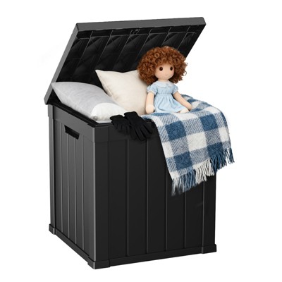 MooxvMoo 50-Gallon Outdoor Deck Box. Lockable, waterproof&UV-resistant storage for patio furniture,garden tools, cushions&pool gear,Black