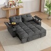 TiramisuBest 65" 3 in 1 Folding Convertible Sofa Bed, Couch Sofa with Pull out Bed, Modern Sofa with Swivel Side Table for Living Room, Black - 2 of 4