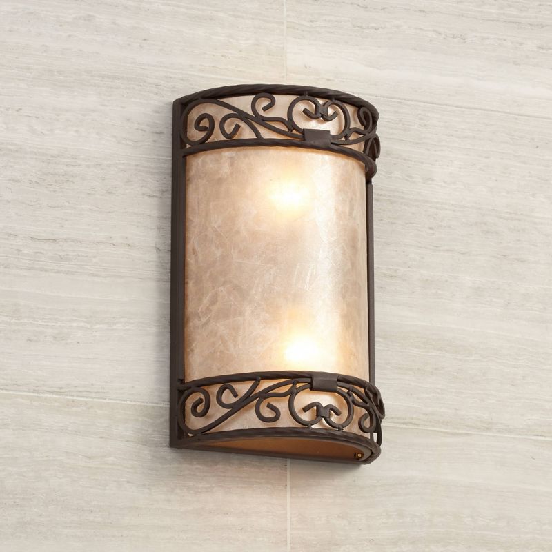 John Timberland Natural Mica Rustic Wall Light Sconce Walnut Brown Metal Scroll 7 3/4" Fixture for Bedroom Bathroom Vanity Reading Living Room House, 2 of 9