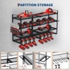 4-Layer Power Tool Organizer Wall Mount, 400Lbs Garage Storage Rack with 8 Cordless Drill Holder, Heavy Duty Utility Shelf - 3 of 4