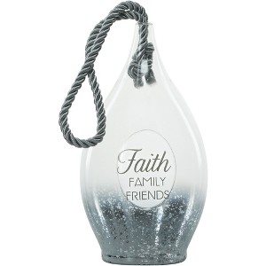 Pavilion Gift Company - Faith - 11.5" Smoke Glass Lantern - Candle Holders - 1 of 4