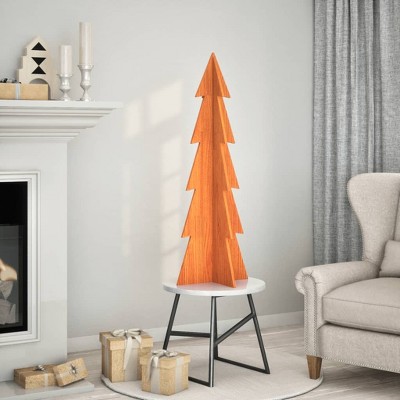 Aghana Digitals Rustic Solid Pine Wood Christmas Tree, 112cm Wax Brown - DIY-Friendly Festive Decor