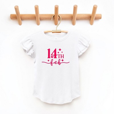 The Juniper Shop 14th Feb Stars Puff Print Toddler Flutter Sleeve Tee