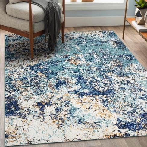 Luxe Weavers Beverly Collection Blue 4x5 Modern Abstract Area Rug