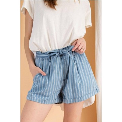 Women's Stripe Time High Waist Shorts - Easel