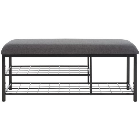 Milligan Open Shelf Bench W Cushion Grey black Safavieh Target