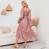 Women's Square Neck Smocked Top Long Sleeve Floral Print Maxi Dress - Soft & Breathable Fabric, Casual Boho Dress - 4 of 4