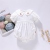 MyKids-USA Baby Girl Solid Color Cherry Embroidered Design Puff Sleeved Onesies - 2 of 4