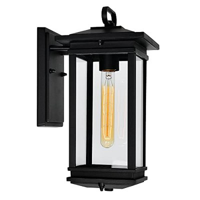 CWI Lighting Oakwood 1 Light Outdoor Black Wall Lantern
