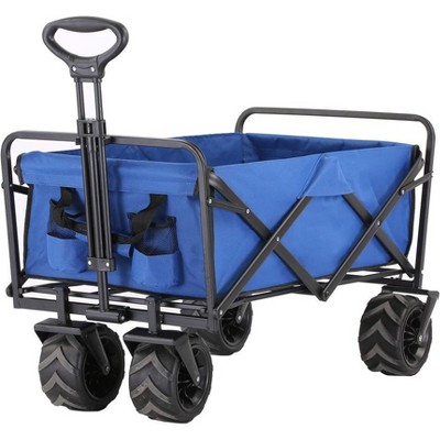 MaseiKar Heavy Duty 350 Lbs Capacity Collapsible Wagon, Outdoor Folding Camping Wagons, Grocery Portable Utility Cart, Adjustable Rolling Carts