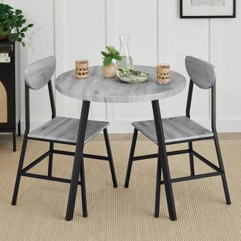 Best Choice Products 3-Piece Mid-Century Modern Round Dining Set w/ 2 Chairs, Angled Legs