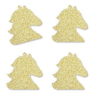Big Dot of Happiness Gold Glitter Horse - No-Mess Real Gold Glitter Cut-Outs - Kentucky Horse Derby Horse Race Party Confetti - Set of 24 - 1 of 4
