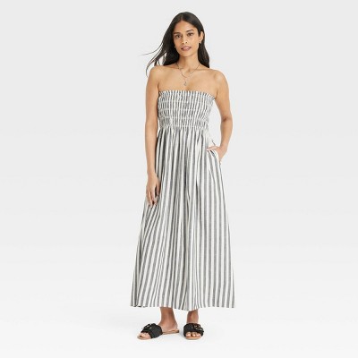 Women's Midi A-Line Dress - Universal Thread™ Gray Striped S