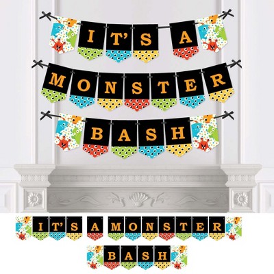 Big Dot of Happiness Monster Bash - Little Monster Birthday Party or Baby Shower Bunting Banner - Party Decorations - It's a Monster Bash