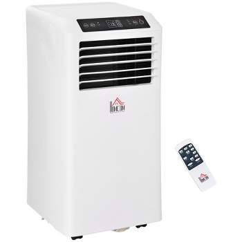 HOMCOM 8000 BTU Mobile Portable Air Conditioner with Cooling, Dehumidifier and Ventilating, 2 Speed Fans, 24-Hour Timer for Home Office, White