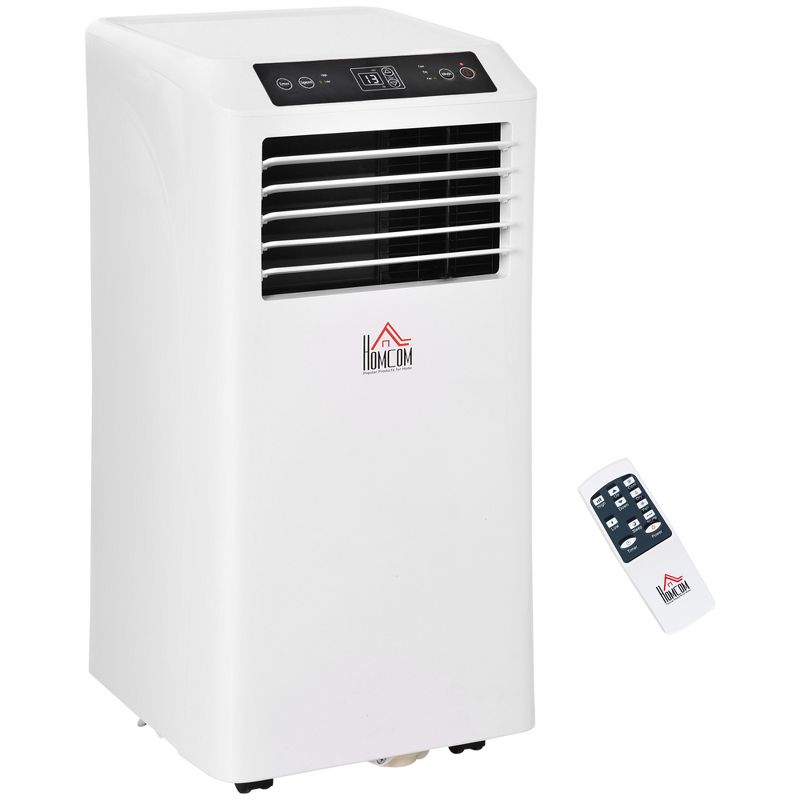 HOMCOM 8000 BTU Mobile Portable Air Conditioner with Cooling, Dehumidifier and Ventilating, 2 Speed Fans, 24-Hour Timer for Home Office, White, 1 of 7