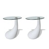 vidaXL Coffee Tables 2 pcs with Round Glass Top High Gloss White - 2 of 4