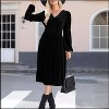 Coolmee Women's Long Sleeve V Neck Holiday Cocktail Party Wrap Waist Maxi Dress - 3 of 4