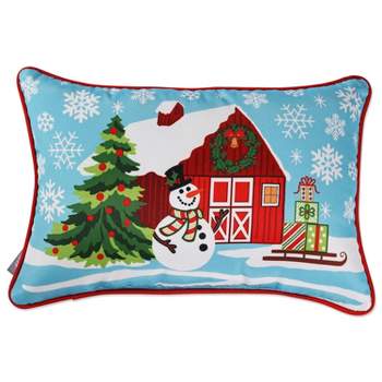 12"x18" Merry Christmas Lumbar Throw Pillow Blue - Pillow Perfect