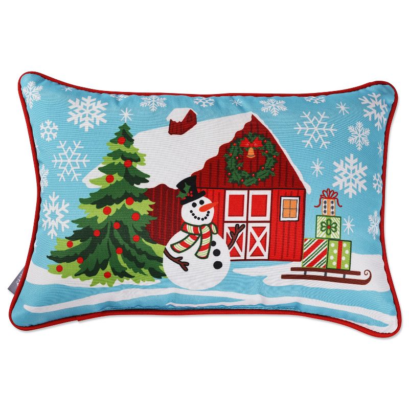 12"x18" Merry Christmas Lumbar Throw Pillow Blue - Pillow Perfect, 1 of 9