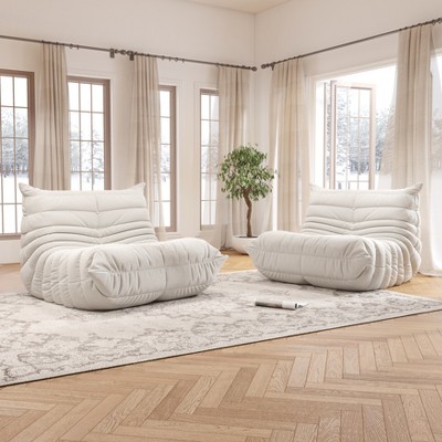 SYFERLORY Soft Beanbag Chair Set of 2，Fireside Bean Bag Lounger Memory Foam Chair For Home, Apartment Or Gaming Venue