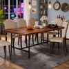 Gulches Industrial Vintage Series Industrial Rustic Brown & Black Superior MDF 70 in Black Metal Frame Base Dining Table Seats 6-8 - 4 of 4