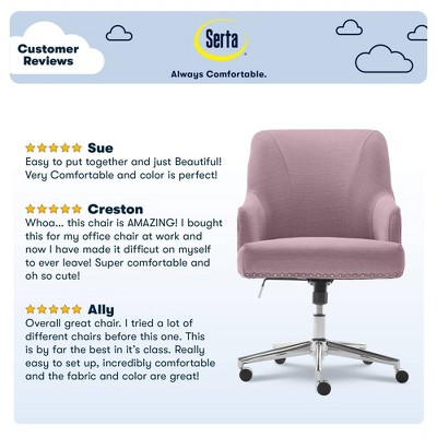 Lilac Fabric Memory Foam Swivel Home Office Chair with Fixed Arms