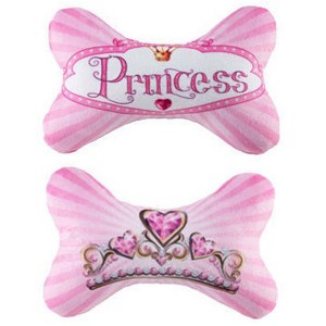 Hip Doggie Princess Plush Squeaker Bone Toy - Medium - 1 of 3