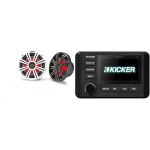 Kicker 46KMC4 Marine Gauge-Style Source & 45KM84L 8" Marine LED Speakers bundle - 1 of 4