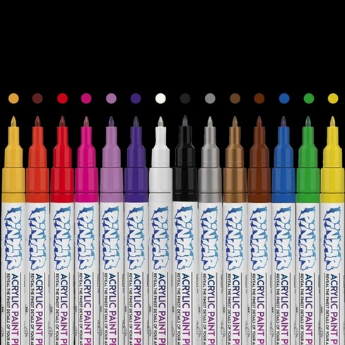 Pintar Premium Acrylic Paint Pens - Fine Tip Pens For Rock Painting, Wood,  Paper, Fabric & Porcelain, Craft Supplies, Diy Project (14 Colors) : Target