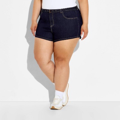 Women's Belted Denim Micro Mini Shorts - Wild Fable™ Dark Wash