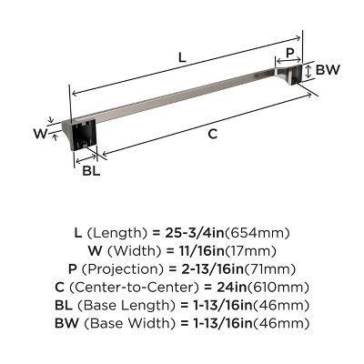 Mulholland Brushed Nickel 24-Inch Wall Mounted Towel Bar