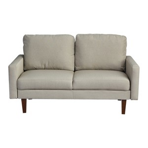 Linen Sofa Modern Couch Comfy Loveseat with Wooden Legs for Living Room, Bedroom, Office - 1 of 4