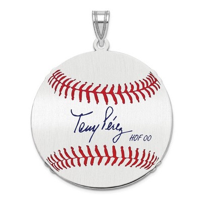 Black Bow Jewelry Sterling Silver Tony Perez Signature LG Enamel Baseball Pendant