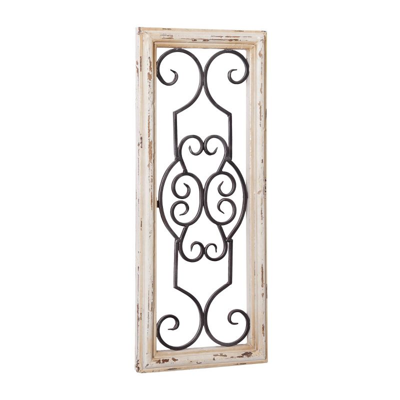 Wood Scroll Window Inspired Wall Decor with Metal Scrollwork Relief White - Olivia &#38; May, 6 of 22