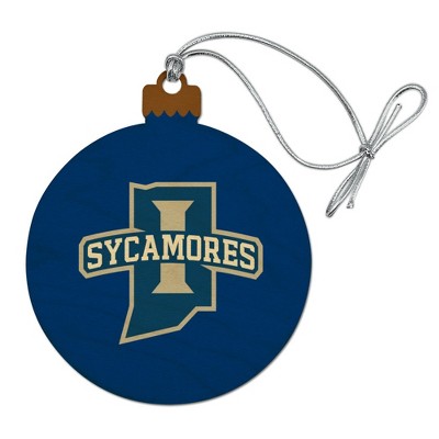 Indiana State University Primary Logo Wood Christmas Tree Holiday Ornament