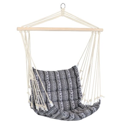 Sunnydaze Outdoor Polycotton Fabric Padded Hanging Hammock Chair with Hardwood Spreader Bar - Boho Print