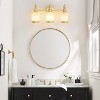 POWLIG 19.88-in 3-Light Vintage Courtly Gold Bathroom Vanity Light with Frosted Milk Glass Shade - 2 of 4